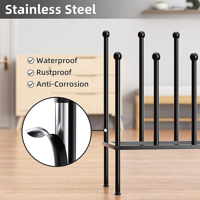 pickpiff Free Standing Shoe Racks - Black Metal Boot Rack, Shoe Organizer for Dorm Room, Closet, Entryway, Bedroom, Patio Outdoor, Hallway, Black Shoe Rack Organizer, Shoe Storage Fit for 6 Pairs