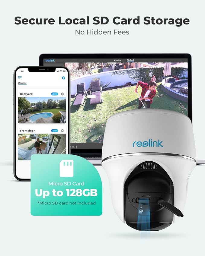REOLINK Security Camera Wireless Outdoor, Pan Tilt Solar Powered, 5MP 2K+ Color Night Vision, 2.4/5GHz WiFi, Cameras for Home Security, Works with Home Hub, Argus PT + Solar Panel