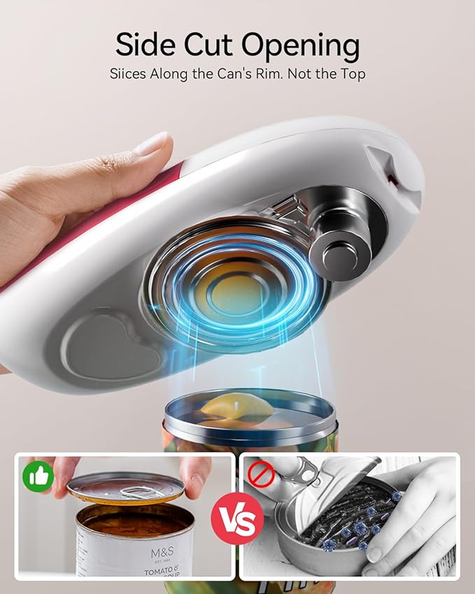 Phniti Handheld Electric Can Opener - Automatic Smooth Edge, Battery Operated for Seniors/Arthritis/Chefs - Fits All Can Sizes for Kitchen Use