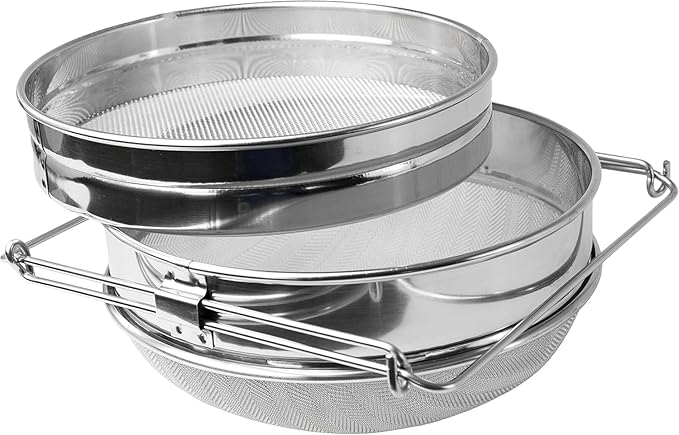 Stainless Steel Honey Strainer, Double Sieve Honey Filter Bee Keeping Equipment Filter Honey Extractor Equipment for 5 Gallon Bucket Honey