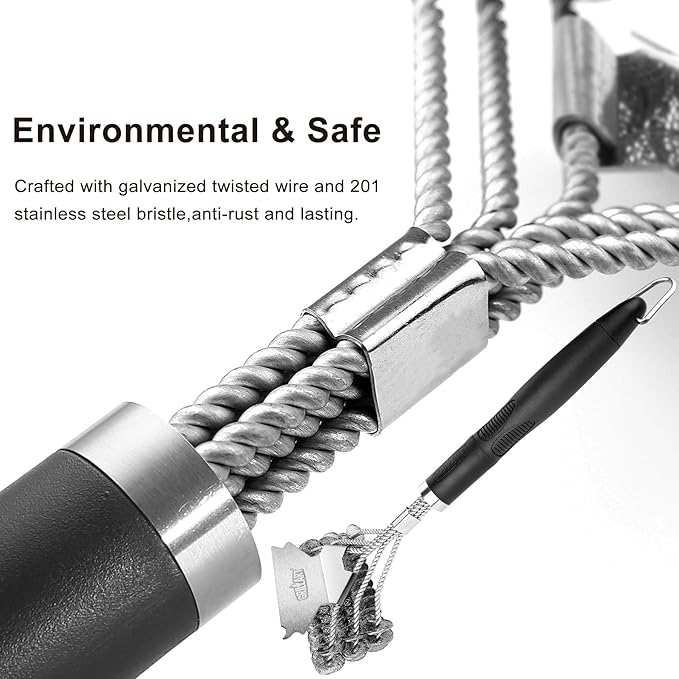 GRILLART Grill Brush and Scraper Bristle Free - Safe BBQ Brush for Grill - Stainless Grill Grate Cleaner - Safe Grill Accessories for Porcelain/Weber Gas/Charcoal Grill - Gifts for Grill Wizard