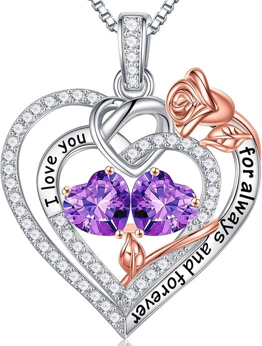 Iefil Christmas Gifts for Wife Women - 925 Sterling Silver Double Birthstone Necklace, Anniversary Birthday Gifts for Women, Jewelry Gift for Wife Girlfriend Mom Her