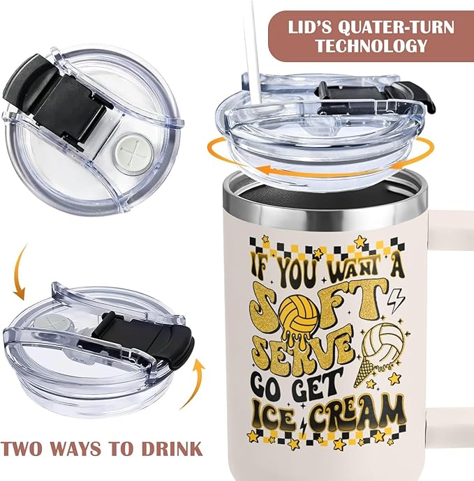 Volleyball Gifts for Teen Girls, Women, Coaches, Moms - Volleyball 40oz Tumbler with Handle and Straw – Volleyball Team Gifts - Birthday, Christmas, Mother's Day Gift Idea for Volleyball Lovers