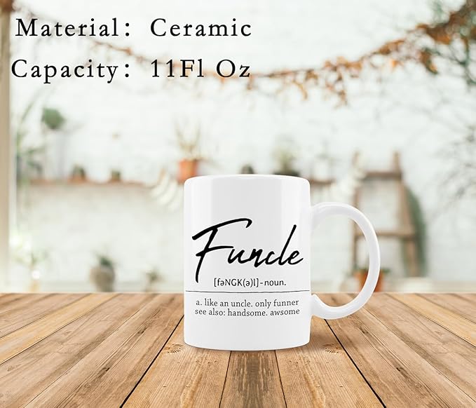QUICQOD Funcle Definition Coffee Mug,Uncle Gifts from Niece Nephew,Uncle Gifts for Men,Best Uncle Ever Gift Ideas,Father's Day Birthday Mug Gifts for Uncle,11 Oz