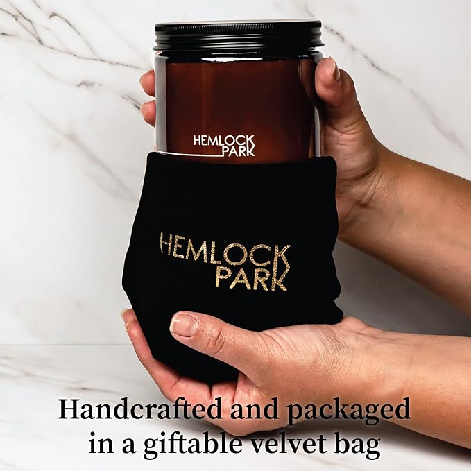 Hemlock Park Crackling Wood Wick Candle Handcrafted with Natural Coconut Wax (Large 16 oz, Bergamot Cedar)