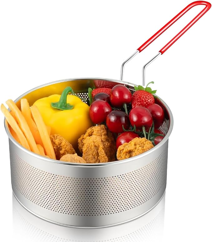 Tenta Kitchen 18/8(304) Stainless Steel Large Fine Mesh Strainer Micro-Perforated Flat Buttom Colander Stainless Steel Punched - Designed for Chef Commercial and Your Home 7.1 Inch/18 cm Diameter