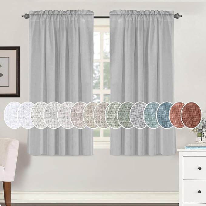 H.VERSAILTEX Light Filtering Linen Textured Curtains for Living Room Window Treatment Natural & Durable Privacy Added Draperies/Drapes/Panels/Treatment, Rod Pocket (2 Pack, 52 x 54 Inch, Dove)