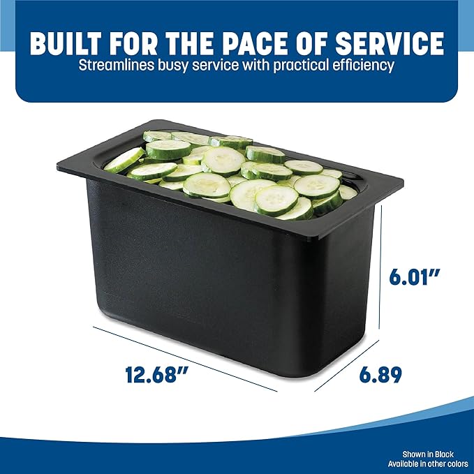 Carlisle FoodService Products CM110203 Coldmaster ABS Third-Size Food Pan, 4 qt. Capacity, 12.68" x 6.89" x 6.01", Black