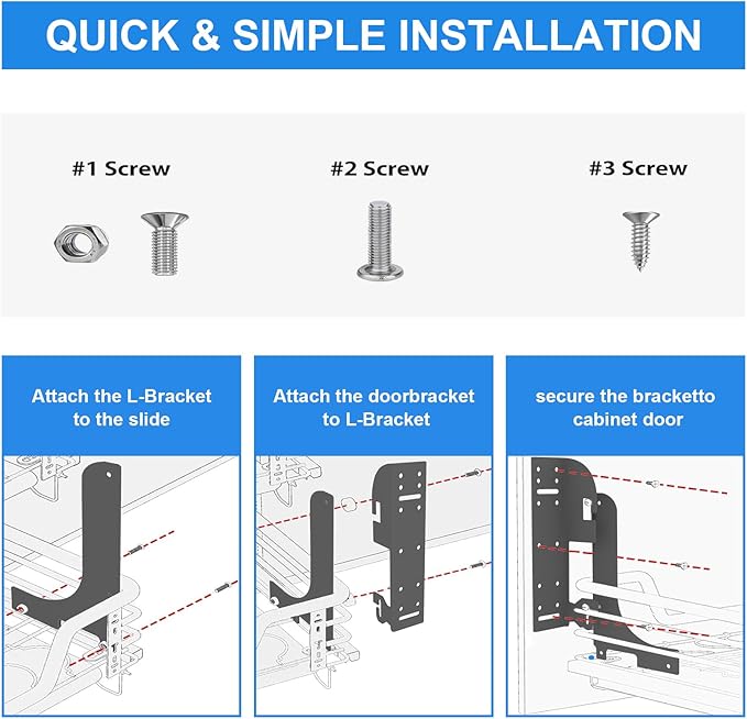 5WB-DMKIT Cabinet Door Hinge Mount Kit, 6-Way Adjustable Heavy Duty Metal Brackets for Cabinet Organizers, Pullout Shelves, Trash Cans, RV Cabinets - Complete Installation Hardware Included, Silver
