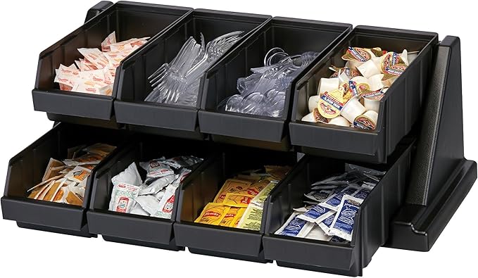 Cambro Versa Self Serve Condiment Bin - 8 Storage Bins - Ideal for Food and Coffee Condiments (Black)