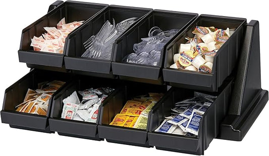 Cambro Versa Self Serve Condiment Bin - 8 Storage Bins - Ideal for Food and Coffee Condiments (Black)