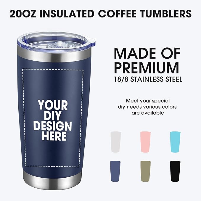 Personalized Coffee Tumbler Print in USA 20oz Stainless Steel Double Wall Insulated Coffee Cup With Text Photo Logo