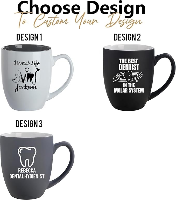 Personalized Dentist Gifts, 16oz Custom Coffee Mug with Engraved Name - Graduation Gift for Dental Student, Birthday Appreciation Gift for Dentist Assistant Hygienist Medical Graduate (Mug, Dentist)