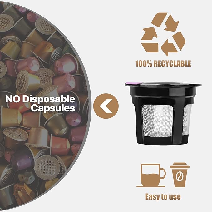 Reusable K Cups for K-eurig, 8 Pack K Cup Reusable Coffee Pods, Universal Reusable K Cup for K-eurig 1.0 and 2.0, Refillable K Cup Coffe Pods BPA Free