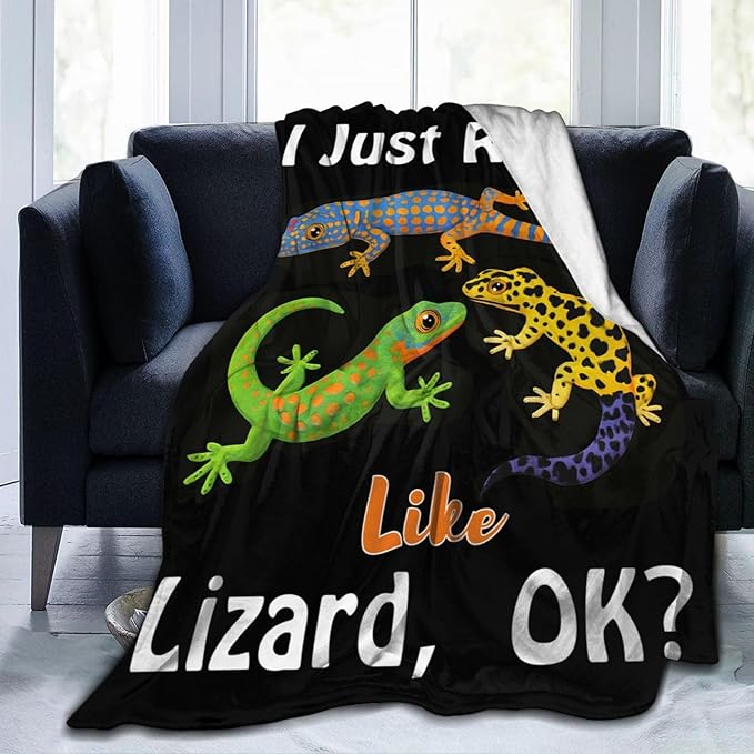Lizard Blanket Gifts for Girls Boys Reptiles Lovers Throw Blankets Cozy Plush Fleece Lizards Decor Flannel Fuzzy for Kids Women Men 60"X50"