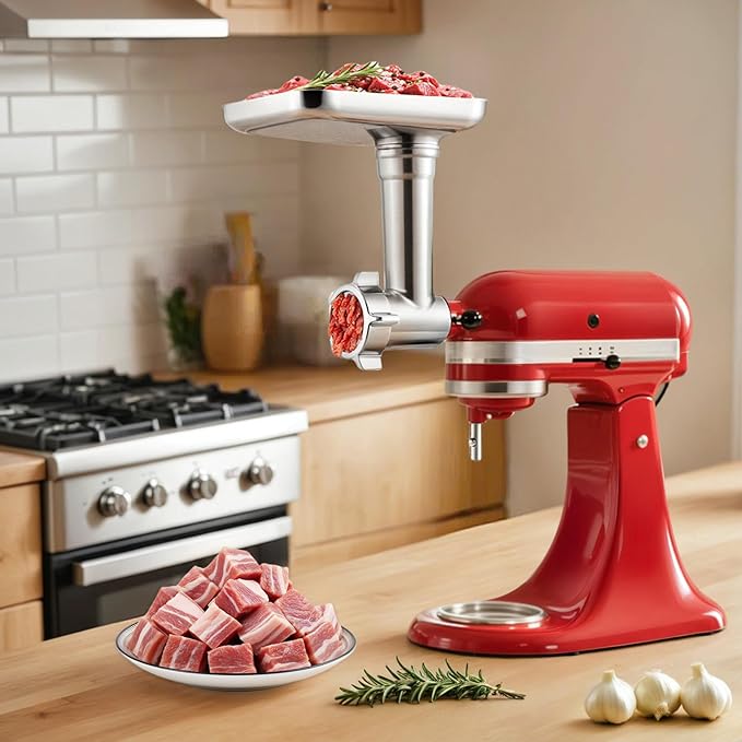 Meat Grinder Attachments for KitchenAid, Sausage Stuffer, Compatible with KitchenAid Stand Mixer of All Models, Aluminum Alloy, Not Dishwasher Safe