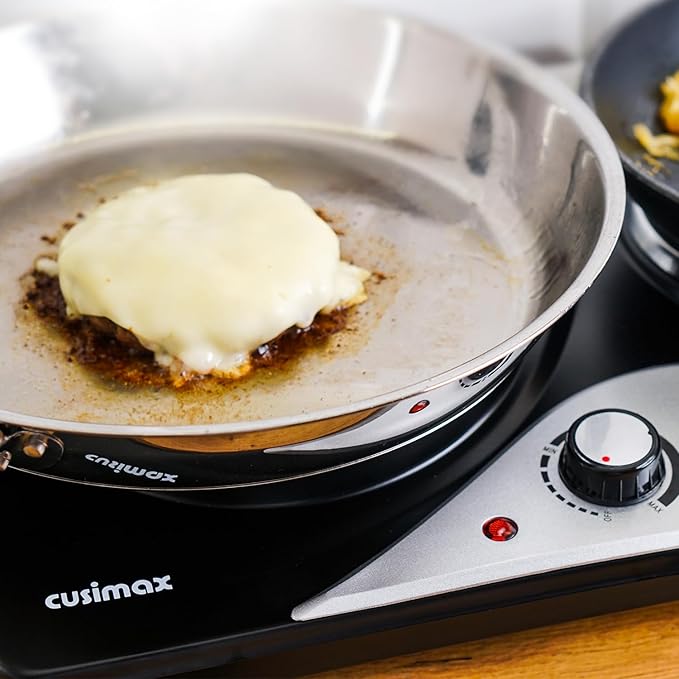 Hot Plate, CUSIMAX Electric Burners for Cooking, 1800W Double Burner, Hot Plates for Countertop Burner, Portable Cast Iron Hot Plates with Dual Adjustable Temperature, Easy to Clean