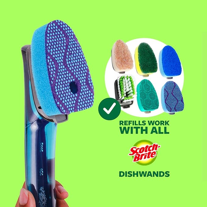 Scotch-Brite Scrub Dots Non-Scratch Dishwand, 4-Pack (4 Dishwands), Soap-Dispensing Kitchen Scrubbers, Fits All Refills