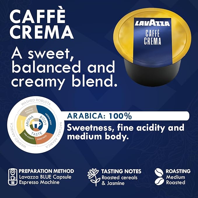 Lavazza Blue Coffee Capsules Variety Pack – 100 Count (50 Pods Each) – Includes Top Class & Caffè Crema Blends – Compatible with Lavazza LB Espresso Machines Only – Premium Italian Coffee