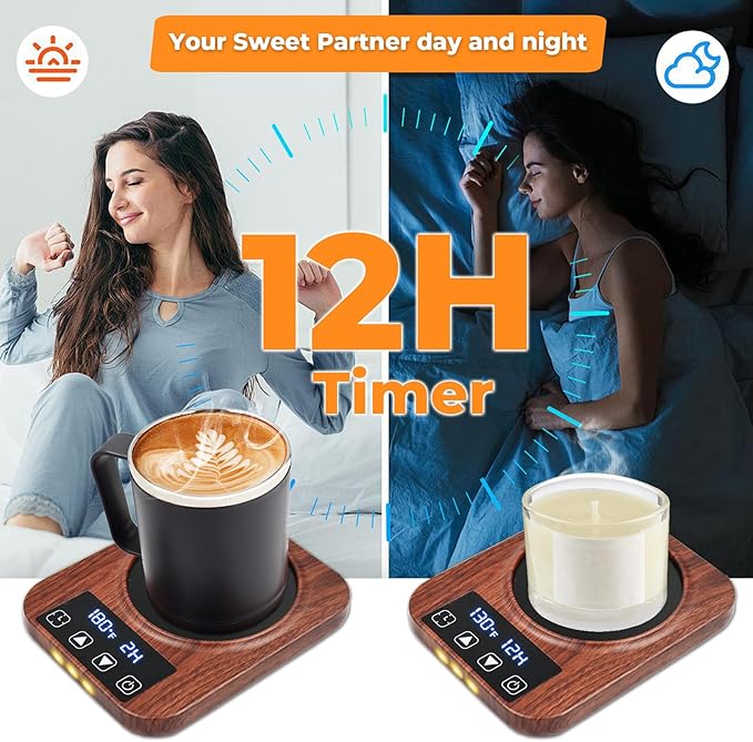 Coffee Mug Warmer & Mug Set for Desk - Candle Warmer, 9 Temp Coffee Cup Warmer Auto Shut Off, 1-12H Timer Smart Beverage Warmer, Candle Warmer Plate Candle Melter, Heated Coffee Mug, Charging Coaster