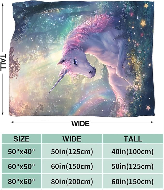 Unicorn Blanket Gifts for Girls Women Unicorn Forest Throw Blankets Cozy Plush Fleece Flannel Fuzzy for Kids Bed Decor 50"X40"