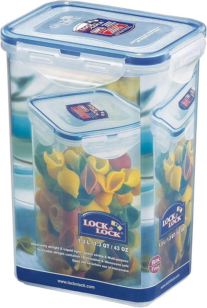 LocknLock Easy Essentials Pantry Rectangular Food Storage Container, 5.5 Cup - Clear