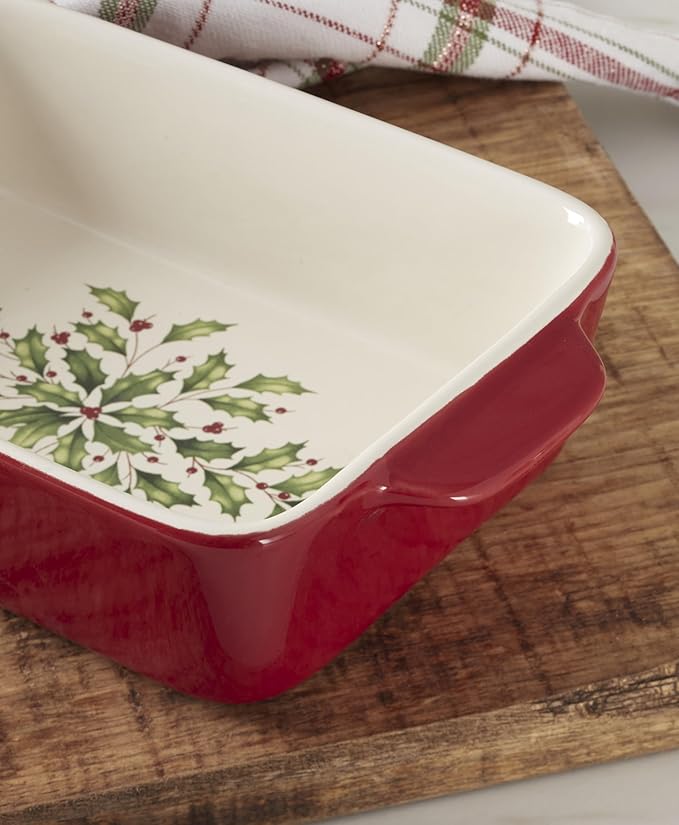 Lenox 898051 Holiday Rectangular Baking Dish, Small, Christmas, Festive Kitchen Decor