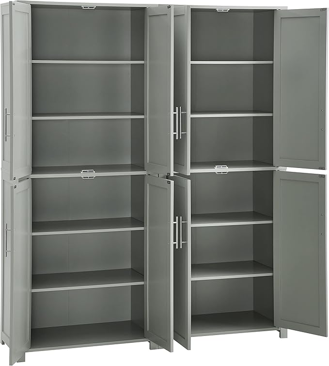 Crosley Furniture Savannah 2-Piece Pantry Storage Cabinet Set with Shelves, Kitchen, Dining, or Laundry Room, Gray
