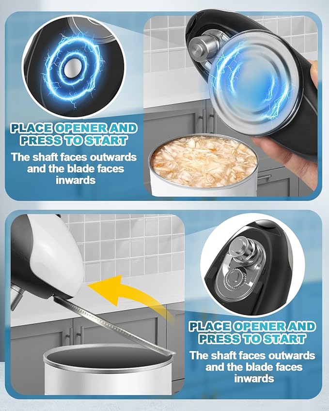 Electric Can Opener, One-Touch Automatic Hands Free Can Opener, Smooth Edge, Rechargeable Cordless Can Opener Fits Most Cans, Great for Seniors & Arthritis
