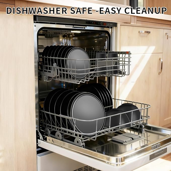 20 Piece RV & Camping Dinnerware Set, Elegant Ceramic-Look Large Bowls & Plates, Unbreakable & 100% Microwave Safe, Melamine Alternative Service for 4, Pastel
