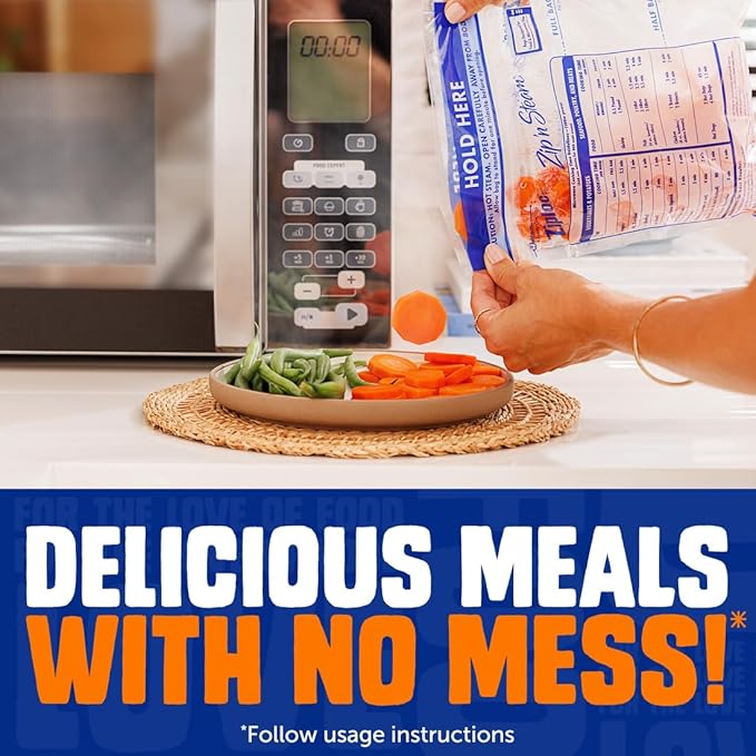 Ziploc Zip 'n Steam Food Storage Cartons for Meal Prep, Healthy Meals in Minutes, Microwave Safe, 10 Count