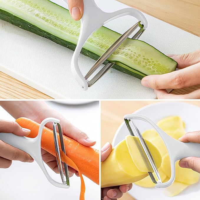 Upgrade 2 pack Veggie cabbage shredder for coleslaw stainless steel cucumber carrot Potato peeler grater slicer,Kitchen gadgets (white)