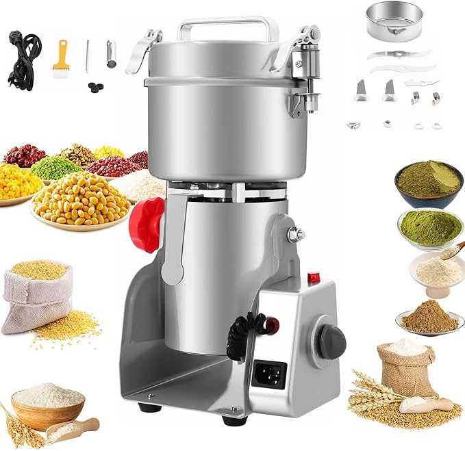 1000g High Speed Food Electric Stainless Steel Grinder Mill Seeds,3600W Electric Grain Mill,30000r/min,Flour Nut Pill Wheat Corn Herbs Spices & Seasonings Dry Grinder (1000g)