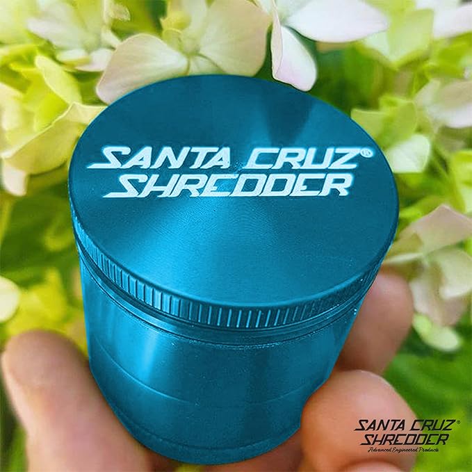 Santa Cruz Shredder Metal Spice Grinder Knurled Top for Stronger Grip 3-Piece Medium 2.2" (Teal)