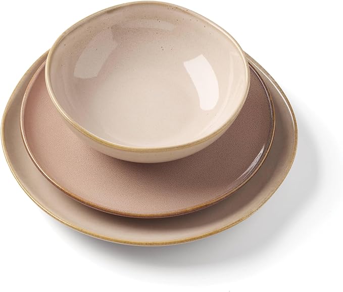 Oneida 897202 Organic Shades 12-Piece Dinnerware Set, Clay