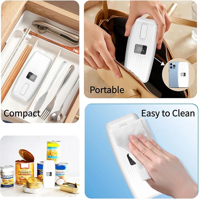 Electric Can Opener with LED Display, USB Rechargeable Electric Can Opener for Seniors & Arthritis, One-Touch Automatic Can Opener, Hands-Free, Smooth Edge, Compact, Cordless