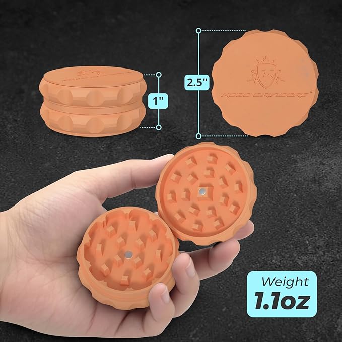 2.5" Spice Grinder 2-Piece, Strong Grip By Kozo. (Orange)