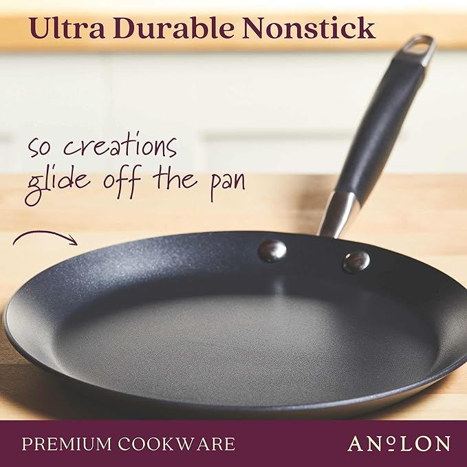Anolon Advanced Home Hard Anodized Nonstick Crepe Pan, 9.5 Inch, Onyx