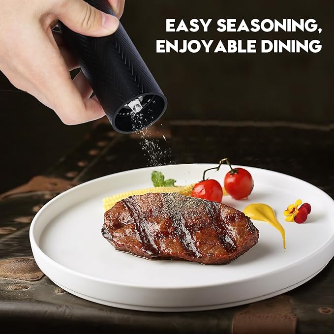 ARKNOAH Tabletop Manual Pepper and Salt Grinder 2-Pack Set, Refillable Adjustable Coarseness, Dual Stainless Steel Blades & Ceramic Cores, Portable Home & Commercial Grinding Settings