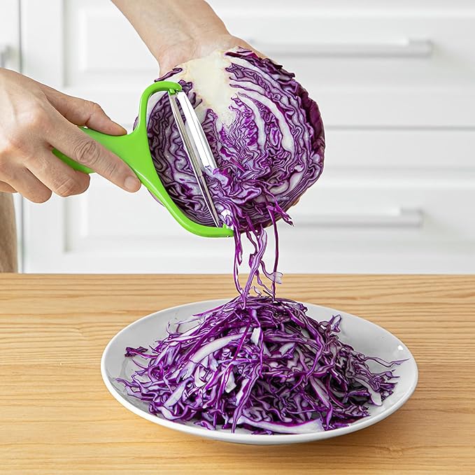 Upgrade 2 pack Veggie cabbage shredder for coleslaw stainless steel cucumber carrot Potato peeler grater slicer,Kitchen gadgets (green)