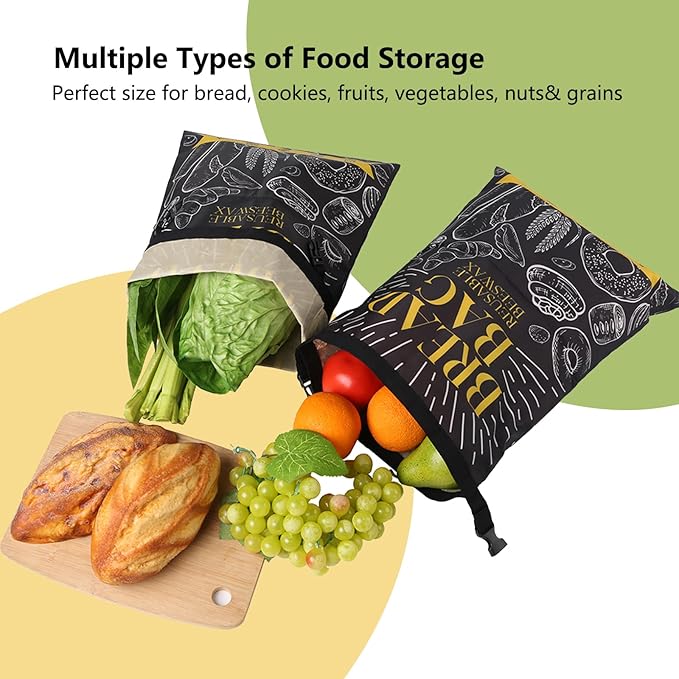 Bread Bags for Homemade Bread- 2 Packs XL Reusable Beeswax Bread Bags for Homemade Bread Sourdough Organic Food Storage Bag to Keep Sourdough Fresh,Gift for Christmas