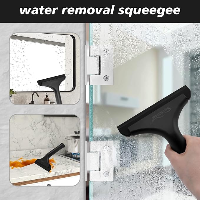 NEWISHTOOL Small Squeegee for Car/Home Use, Window Tint Squeegee for Car Windows, Windshield, Side Mirrors, Shower Squeegee for Bathroom, Shower Glass Door, Tile Walls Cleaning Water Wiper, 3 Pack
