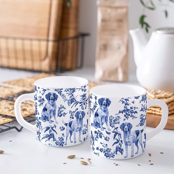Brittany Blue French Toile Mug, Brittany's Lover Gifts for Women, Blue Chinoiserie Toile Coffee Cup for Brittany Mom, Dog Lovers Tea Coffee Mug Birthday Gifts for Dog Owners, 11oz