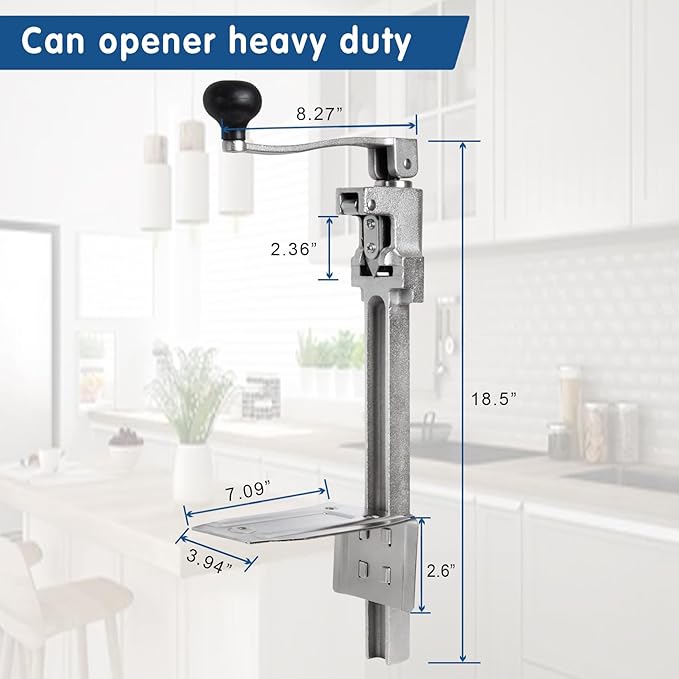 Commercial Can Opener Heavy Duty for 11100, 19”/48cm Heavy Duty Table Mount Manual Can Opener for Cans Up to 13” Tall, Plated Steel Base Stainless Steel Blade Can Opener