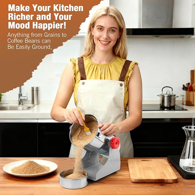 Electric Grain Mill Grinder - Swing Type 3500W 110V 2500g Commercial Spice Grinder,Suitable for Flour,Corn,and Coffee,Indian Spices,Herbs,Pepper(2500g)