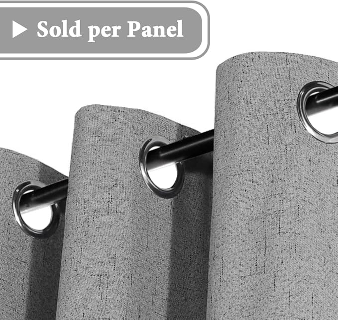 H.VERSAILTEX 100% Blackout Curtain for Bedroom 96 Inches Long Grommet Linen Face Full Light Blocking Curtain Drape for Living Room Thermal Insulated Linen Look Curtain 1 Panel, 52" W x 96" L, Dove