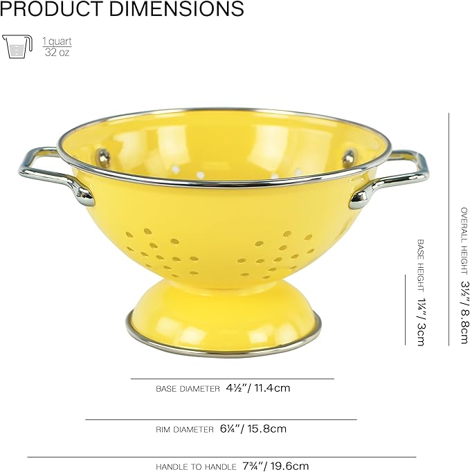 Calypso Basics by Reston Lloyd Powder Coated Enameled Colander, 1 Quart, Lemon