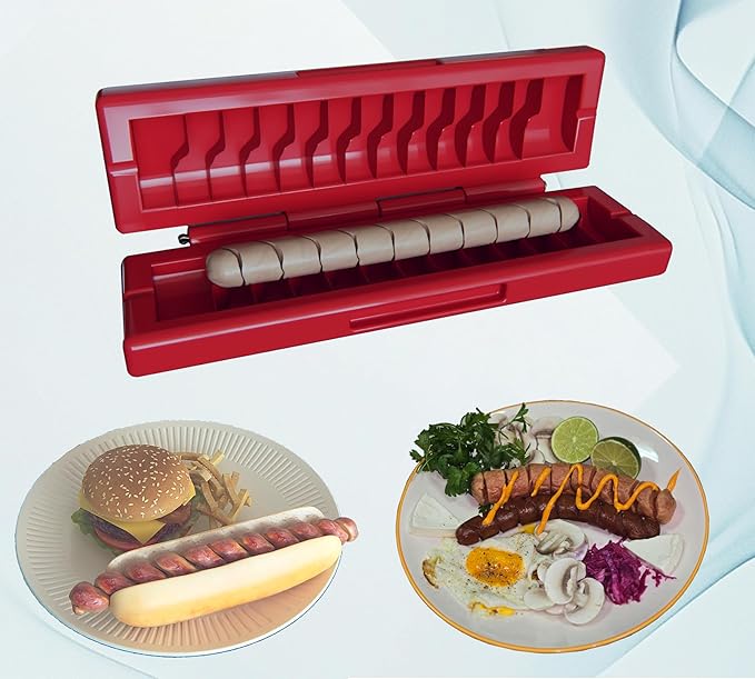 Hotdog Twister and Spiralizer + Bonus Skewers – Durable Food-Grade Plastic for Perfect Spiral Cuts – Great for Grilling by: Air Fryer, Oven & Microwave – Kitchen & Outdoor BBQ Tool