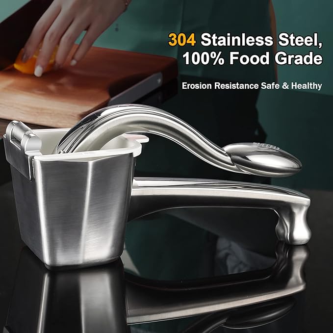 Lemon Squeezer - Stainless Steel Citrus Juicer, Heavy Duty Manual Juicer for Lemons, Limes, Oranges, Pomegranates (5 Year Warranty)