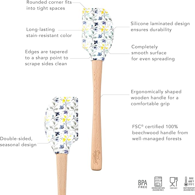 Tovolo Wild Flowers Spatulart Spatula, Kitchen Utensil for Food and Meal Prep, Baking, Mixing, Turning, and More